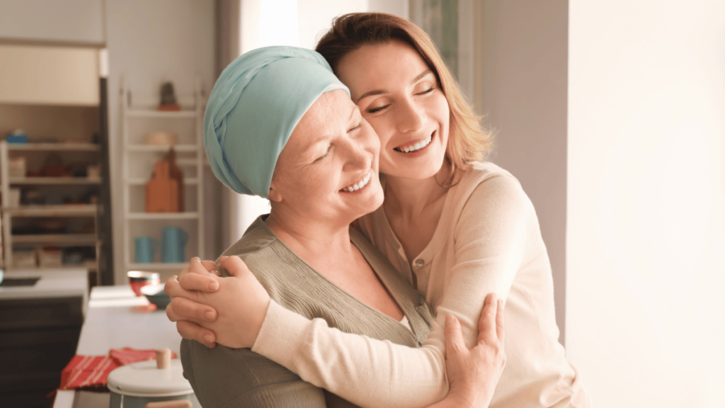 woman hugging a cancer patient