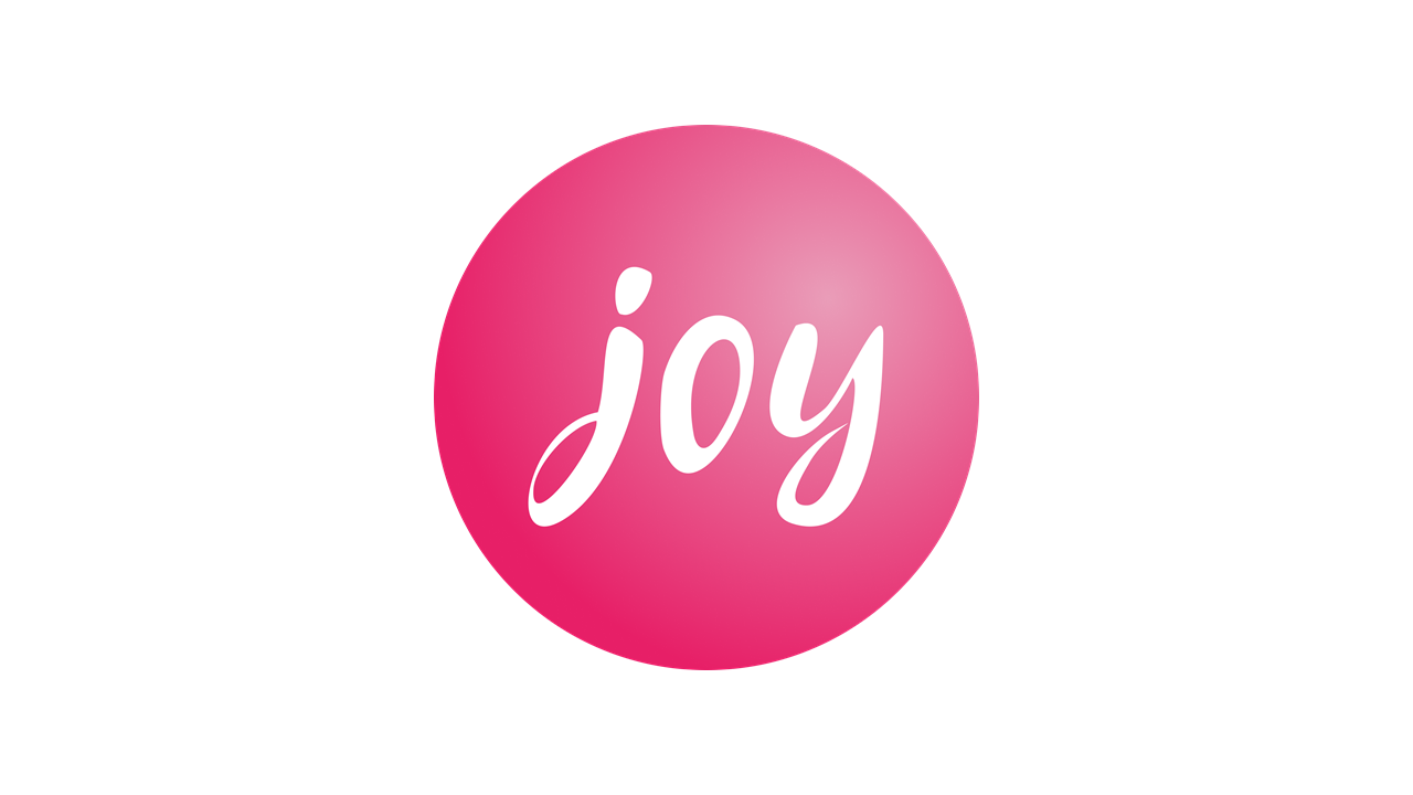 A pink circle with the word 