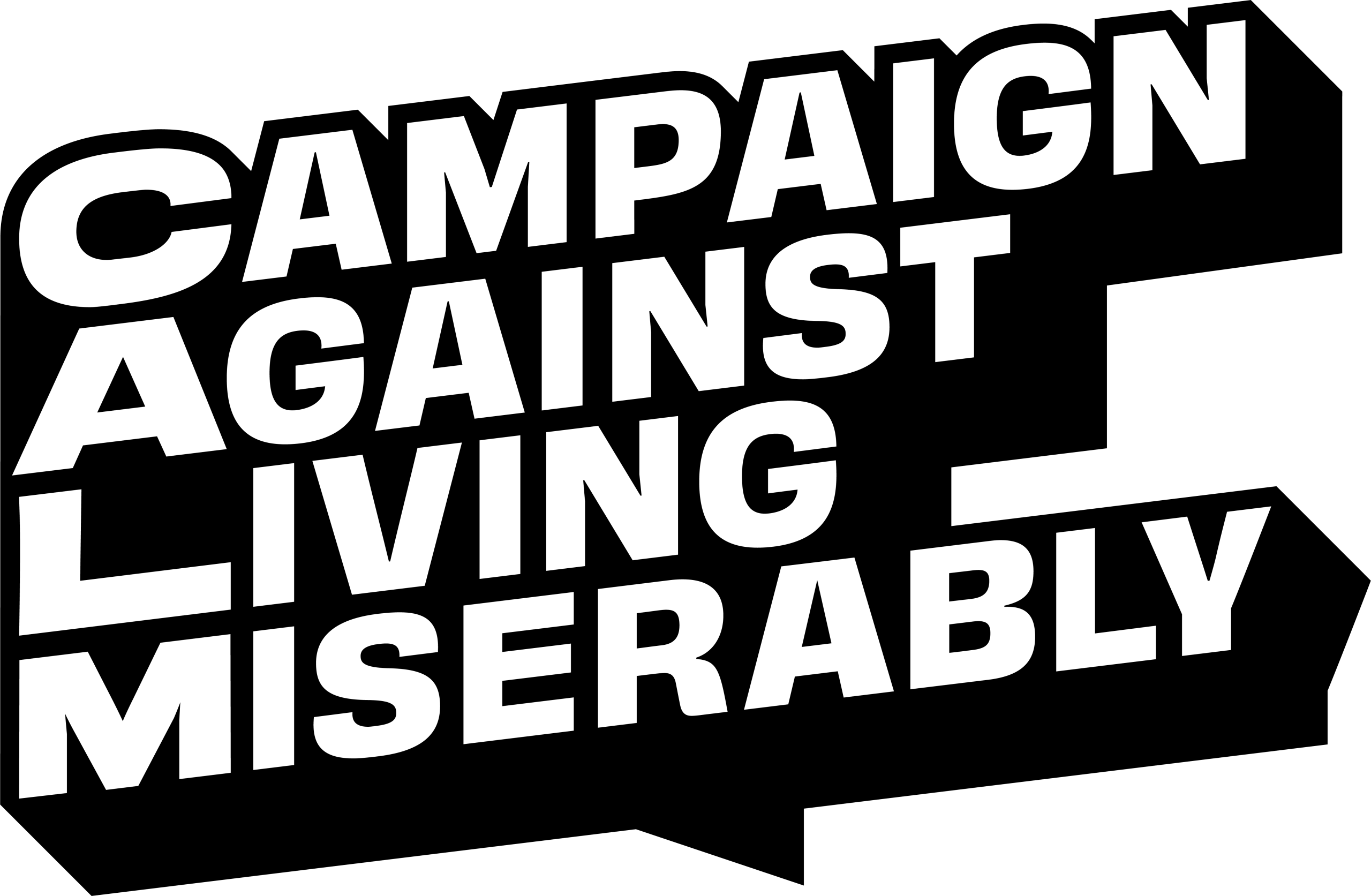 Bold white text angled on a black background reads: 