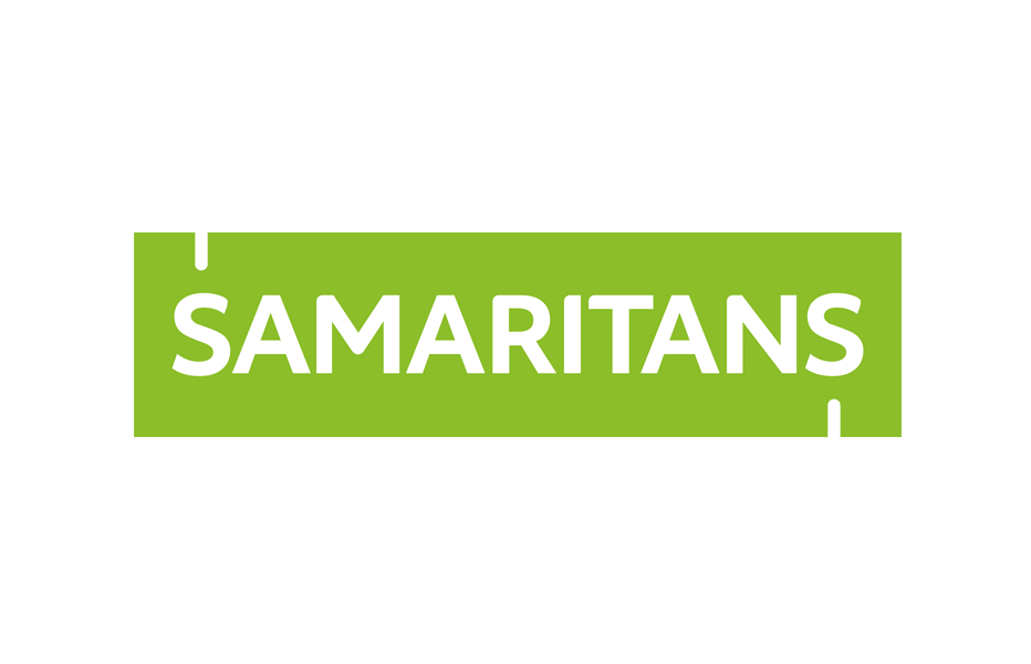 Green rectangle with the word 'SAMARITANS' written in a white sans serif font.