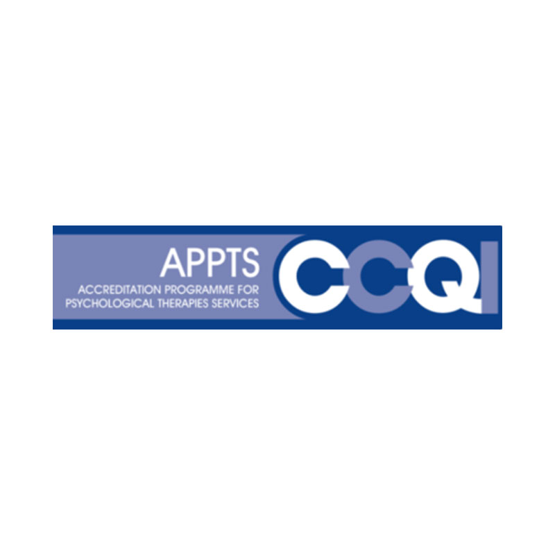 Logo displaying white text 